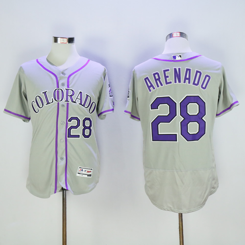 Men Colorado Rockies #28 Arenado Grey Elite MLB Jerseys->colorado rockies->MLB Jersey